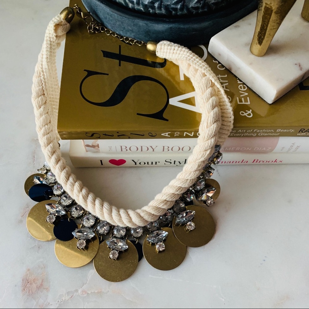 Anthropologie Rope Statement Necklace w Rhinestone